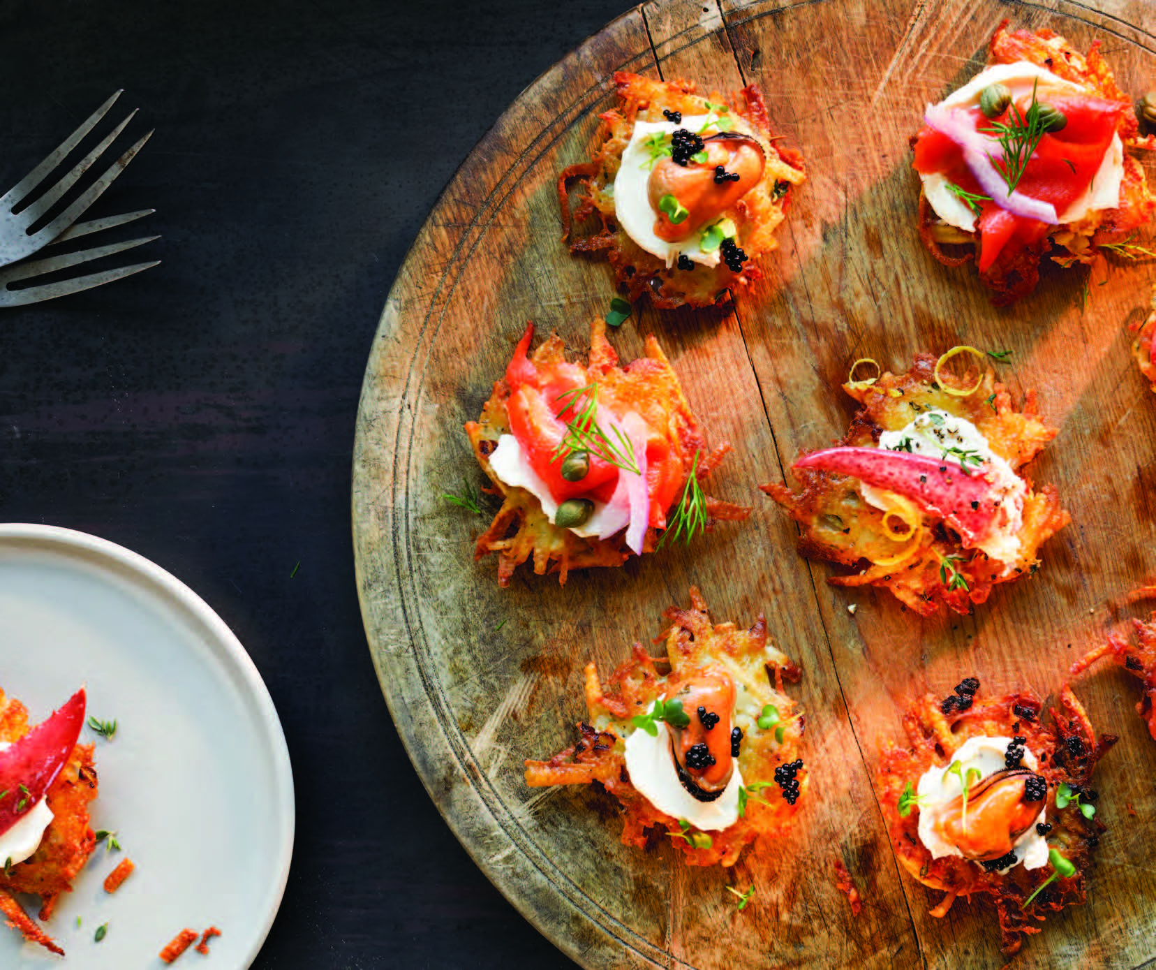 Potato Latkes with Seafood